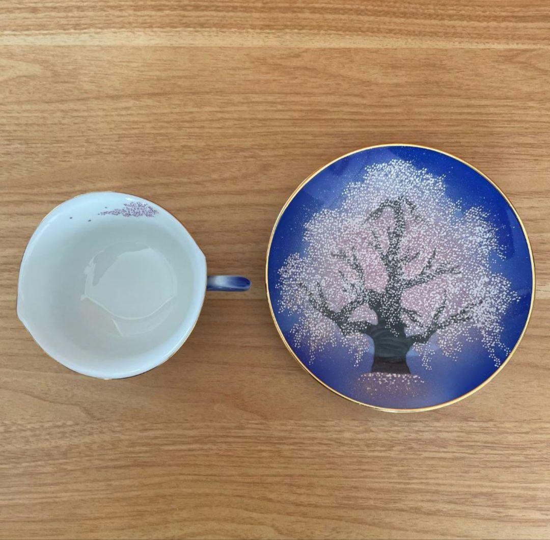 有田焼 時しらせシリーズ 珈琲碗 夜桜絵 中村一代 コーヒーカップ 木箱付き