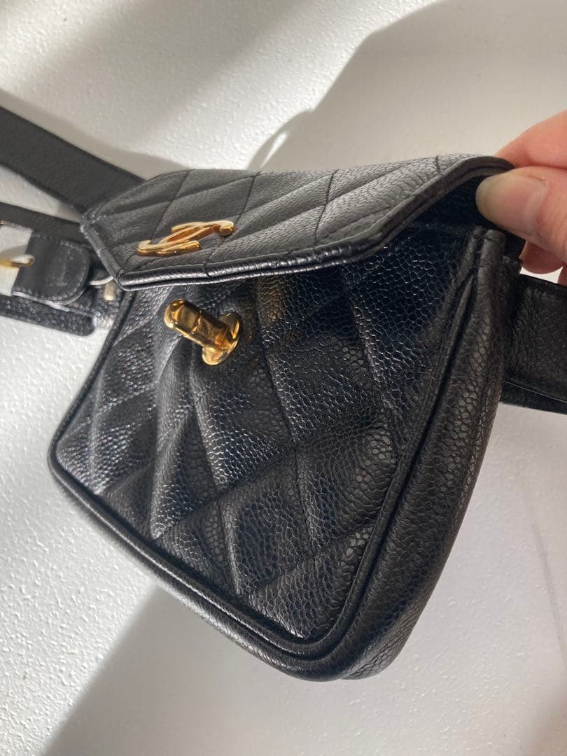【希少】CHANEL キャビアスキン マトラッセ ウエストポーチ ウエストバッグ