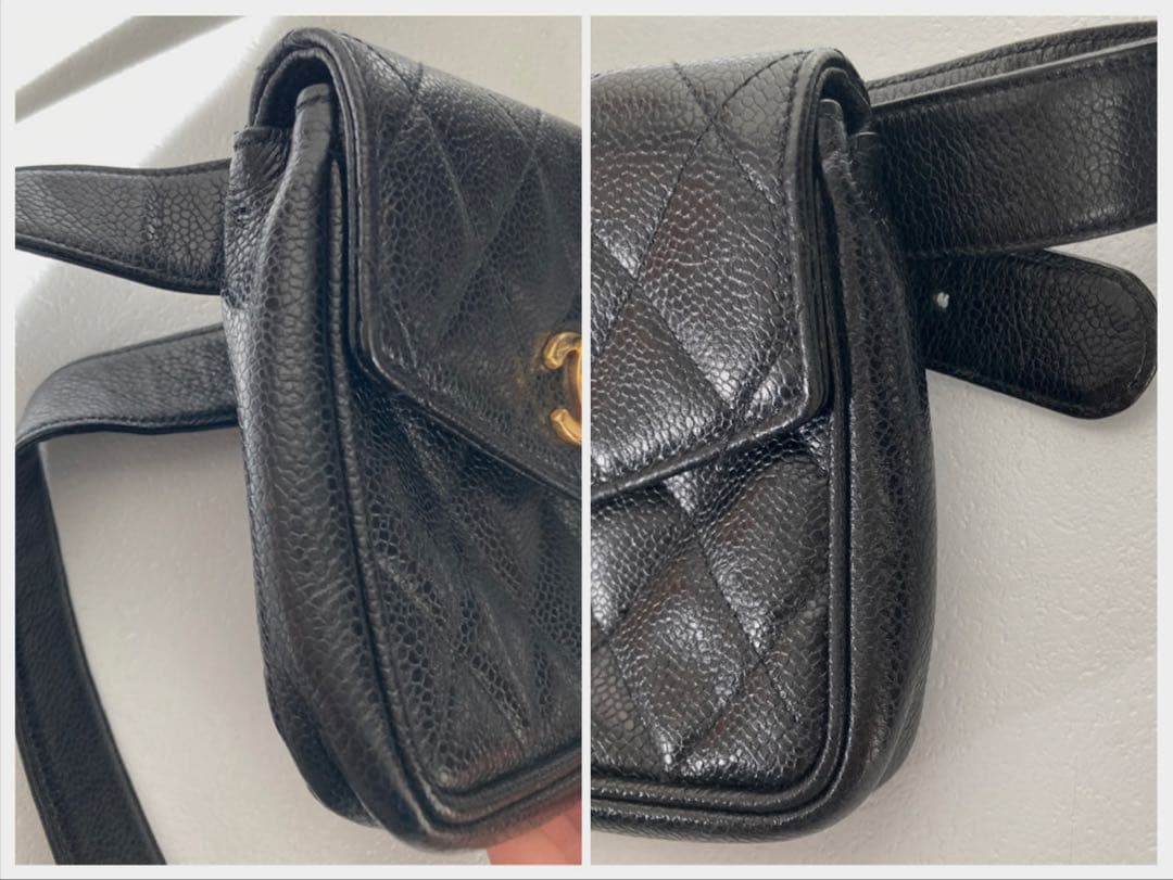 【希少】CHANEL キャビアスキン マトラッセ ウエストポーチ ウエストバッグ