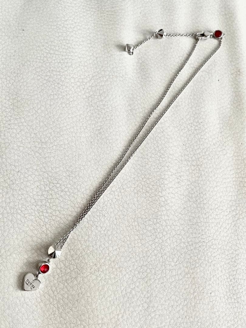 グッチ GUCCI ハート ネックレス （Ag 925／ストーンレッド）極美品