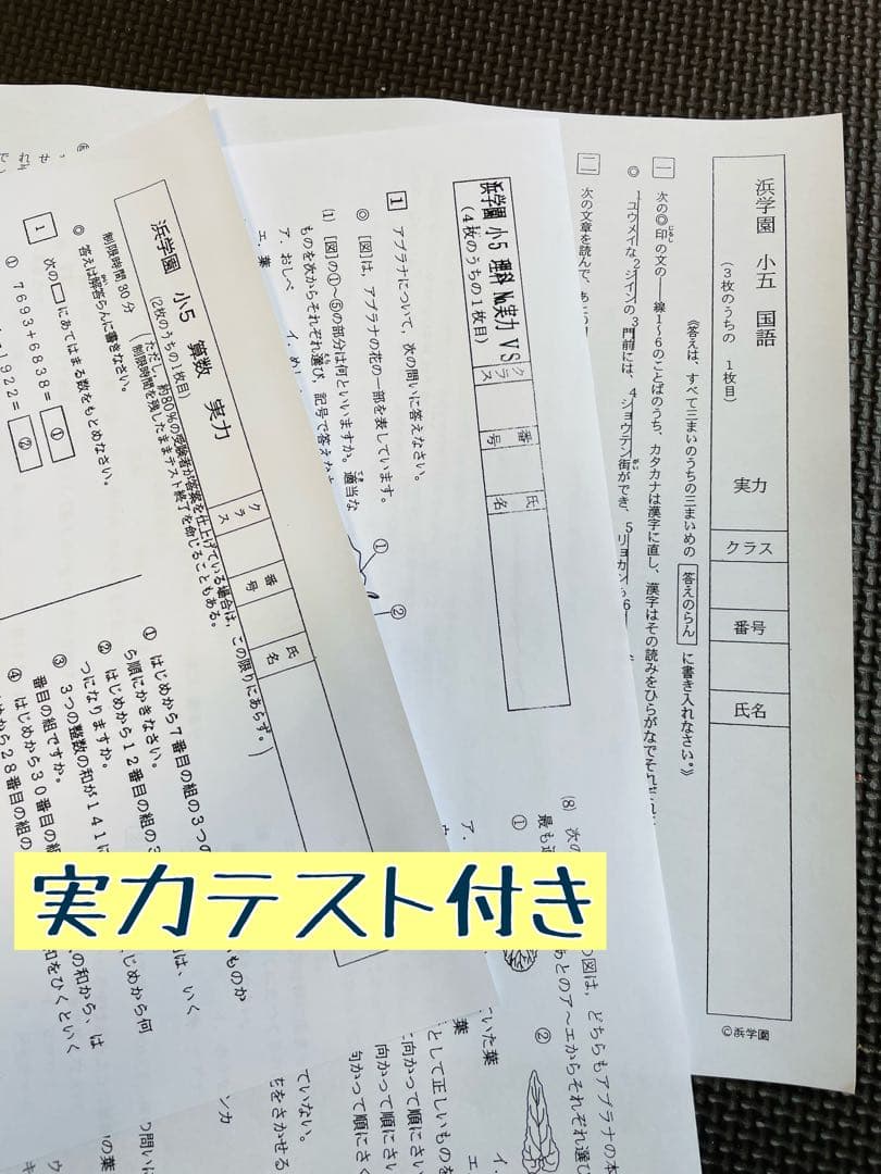 3年分 4科目 2022年〜2024年度 浜学園 公開学力テスト 小5