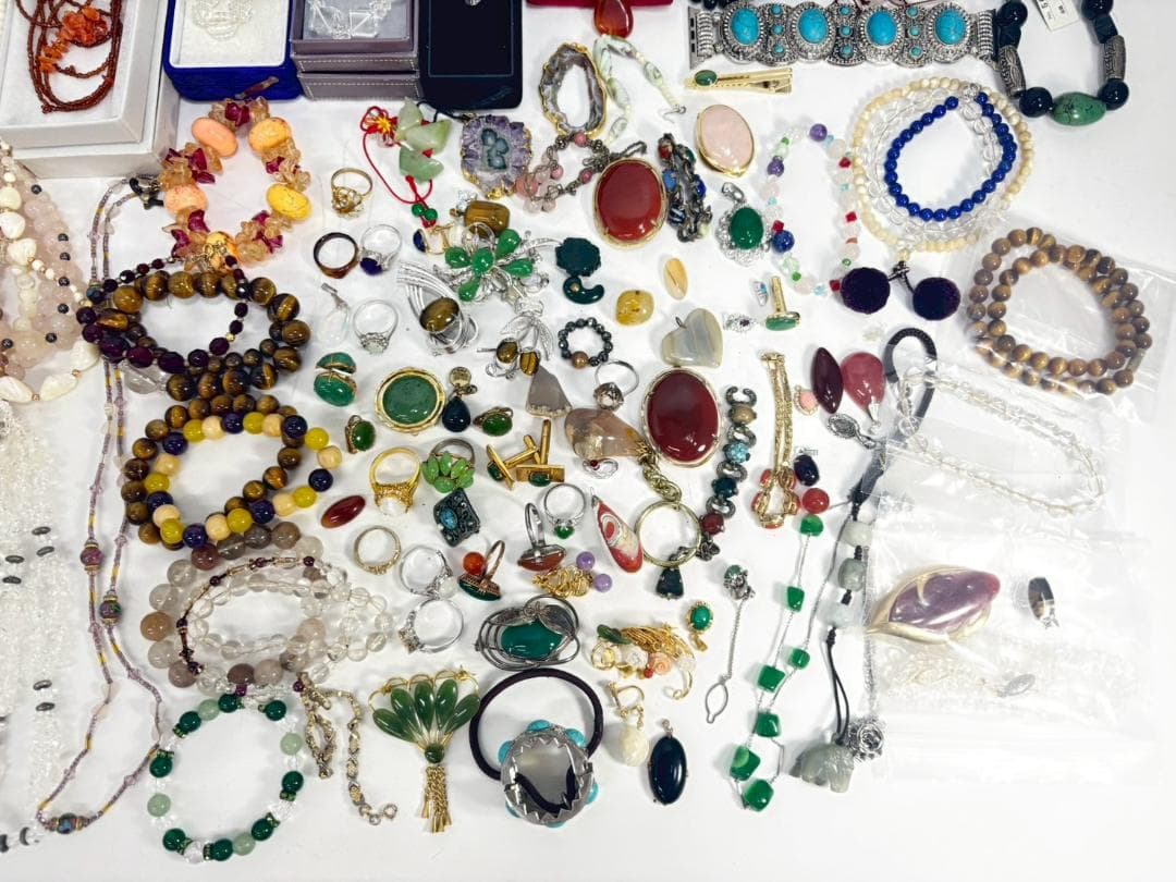 8-5-1 天然石 アクセサリー まとめ セット ネックレス ブレスレット 指輪