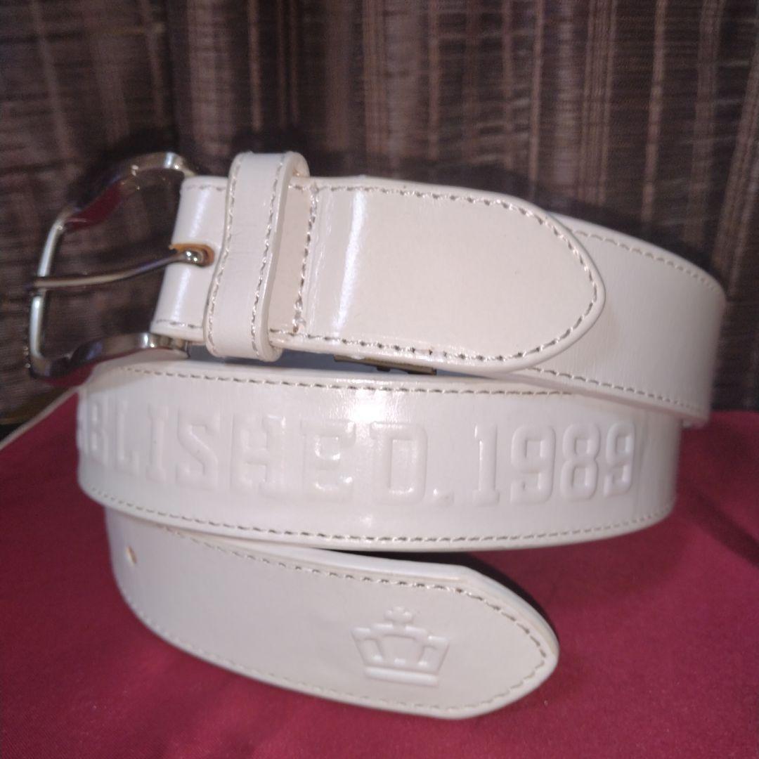パーリーゲイツ　1989美品 ホワイトベルト　110cm 34mm ピンバックル