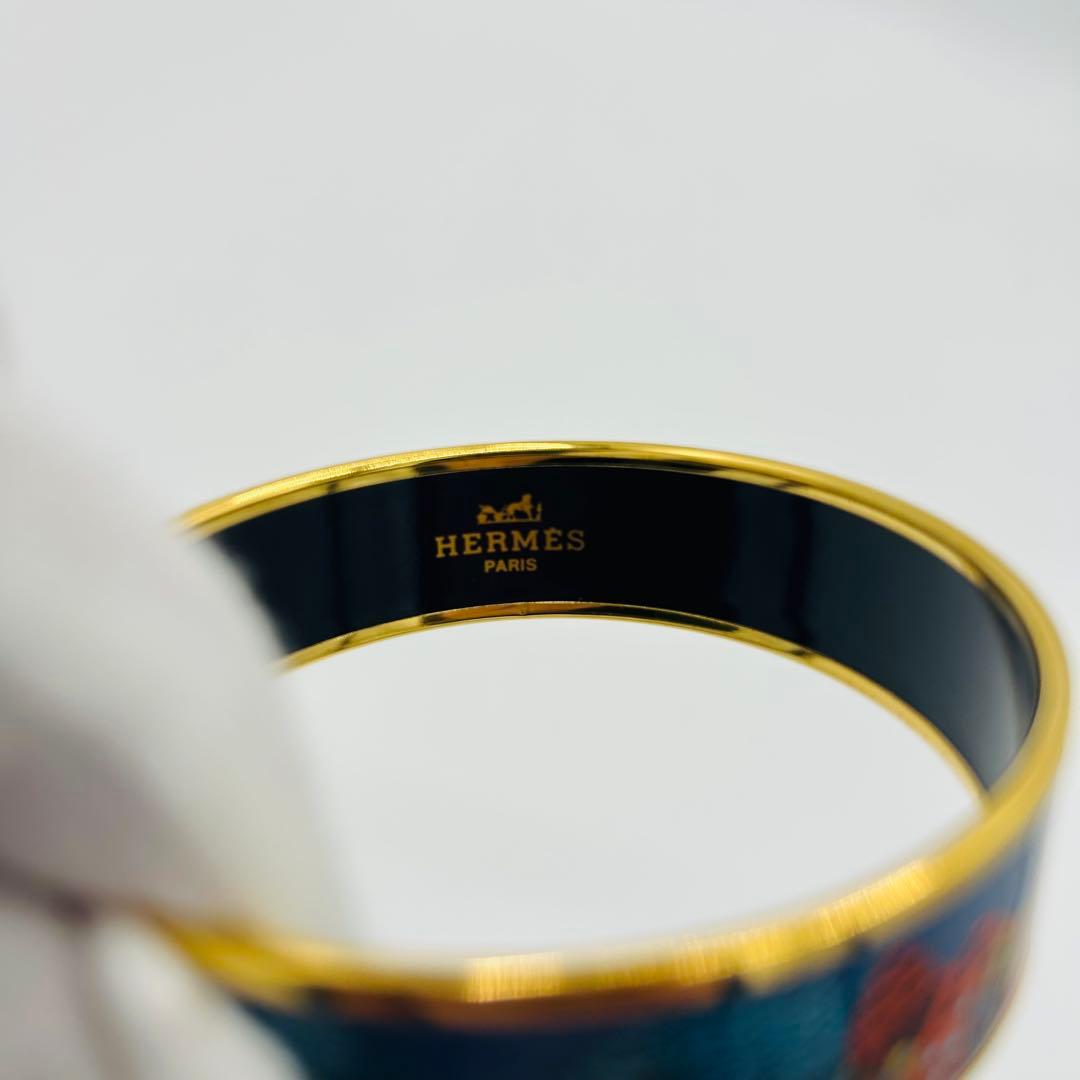 【美品】HERMES エマイユ GM バングル ゴールドカラー 馬柄