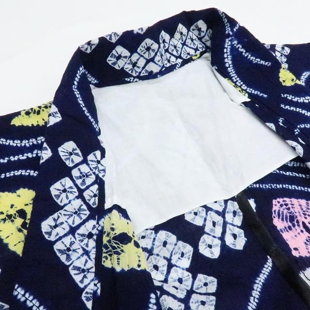 Y3195◆美品 有松鳴海絞り 綿 背当て付 手縫い 毬 高級浴衣 洗える夏着物