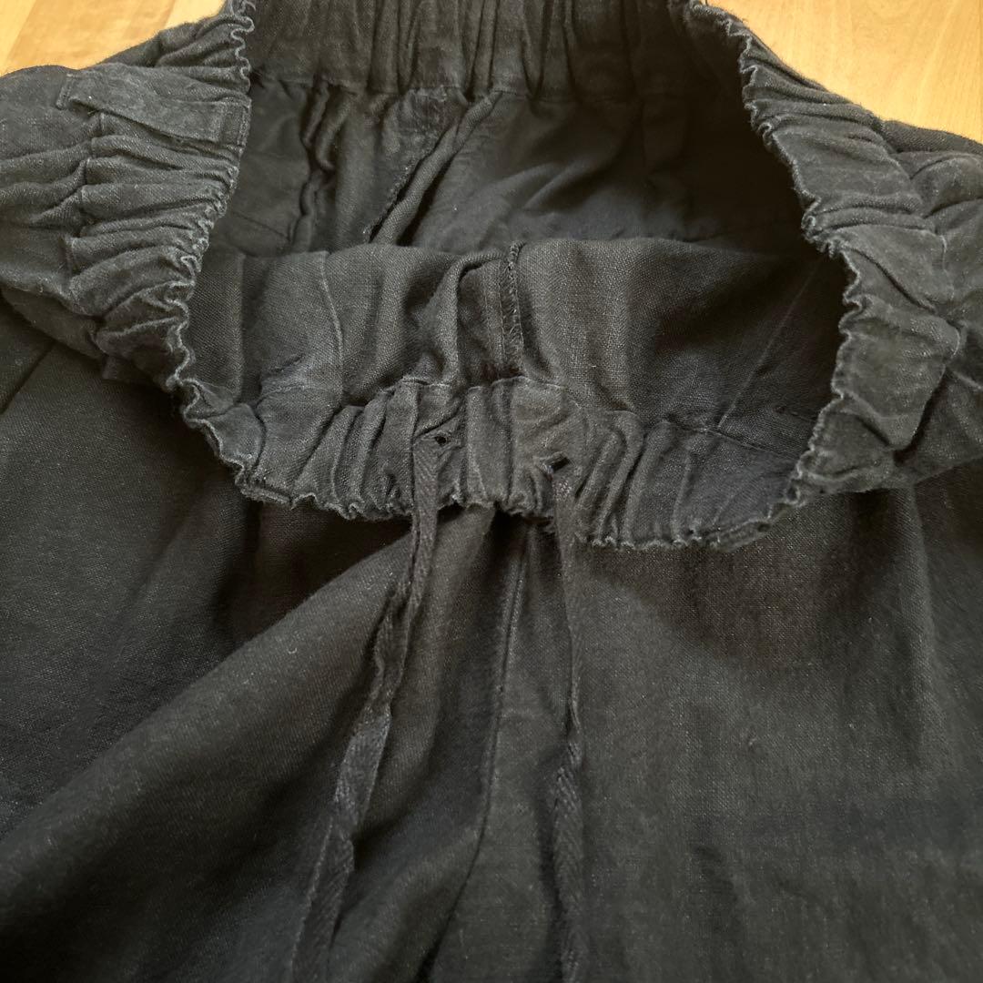 ネストローブ　起毛リネンワイドパンツ　ブラック