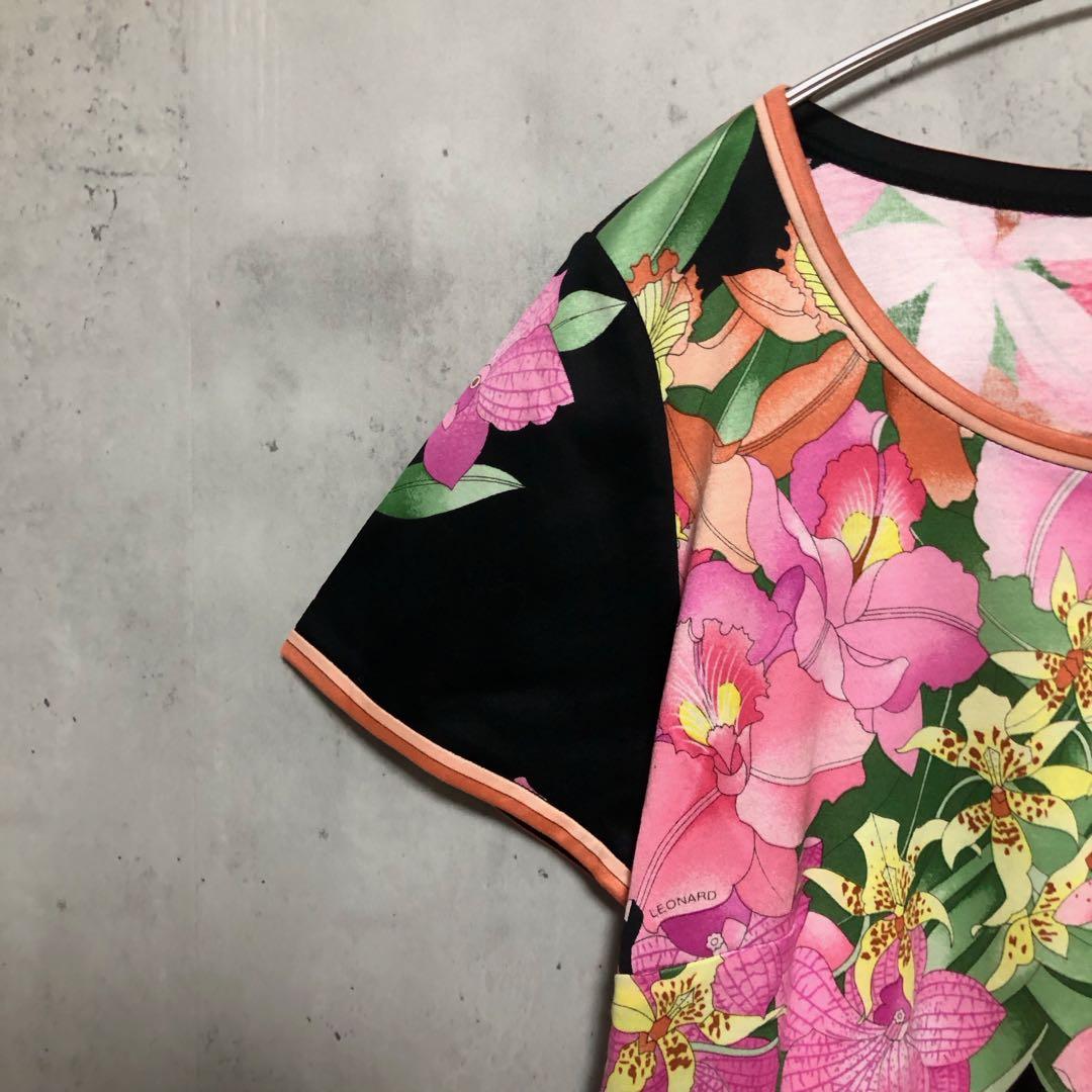 美品　LEONARD レオナール 花柄 総柄 トップス カットソー M