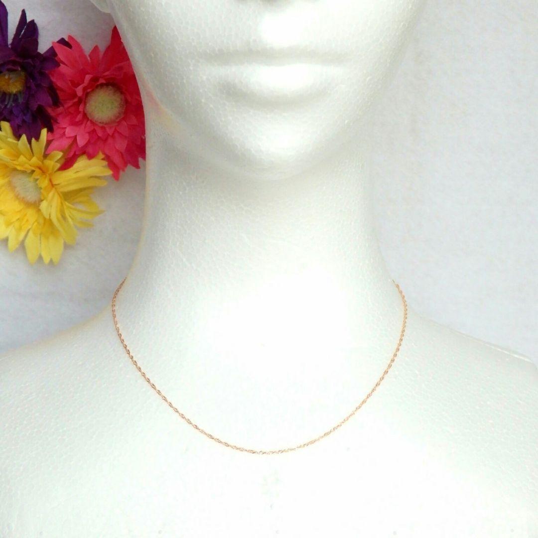 ニコ　k18ネックレス　PG　スクリューチェーン　1.3㎜幅