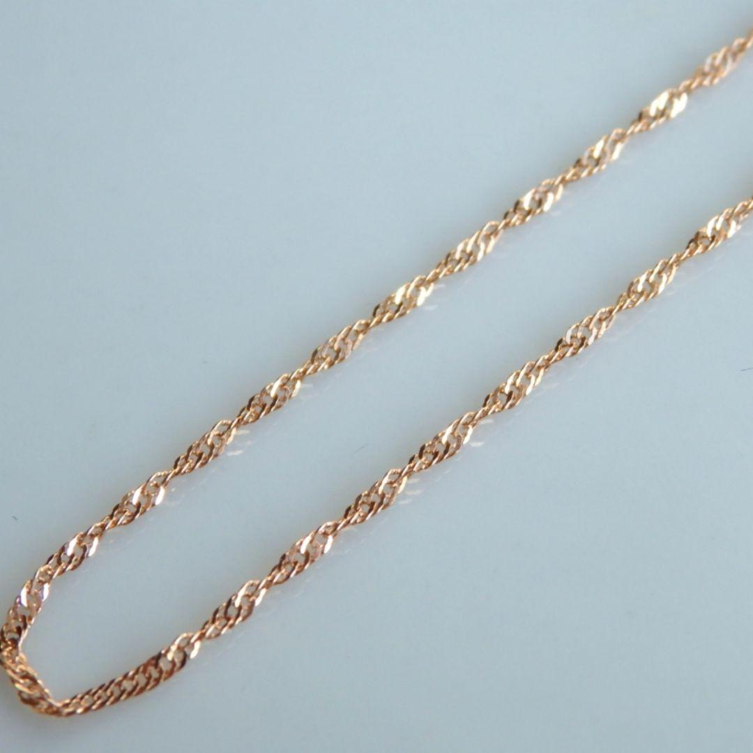 ニコ　k18ネックレス　PG　スクリューチェーン　1.3㎜幅