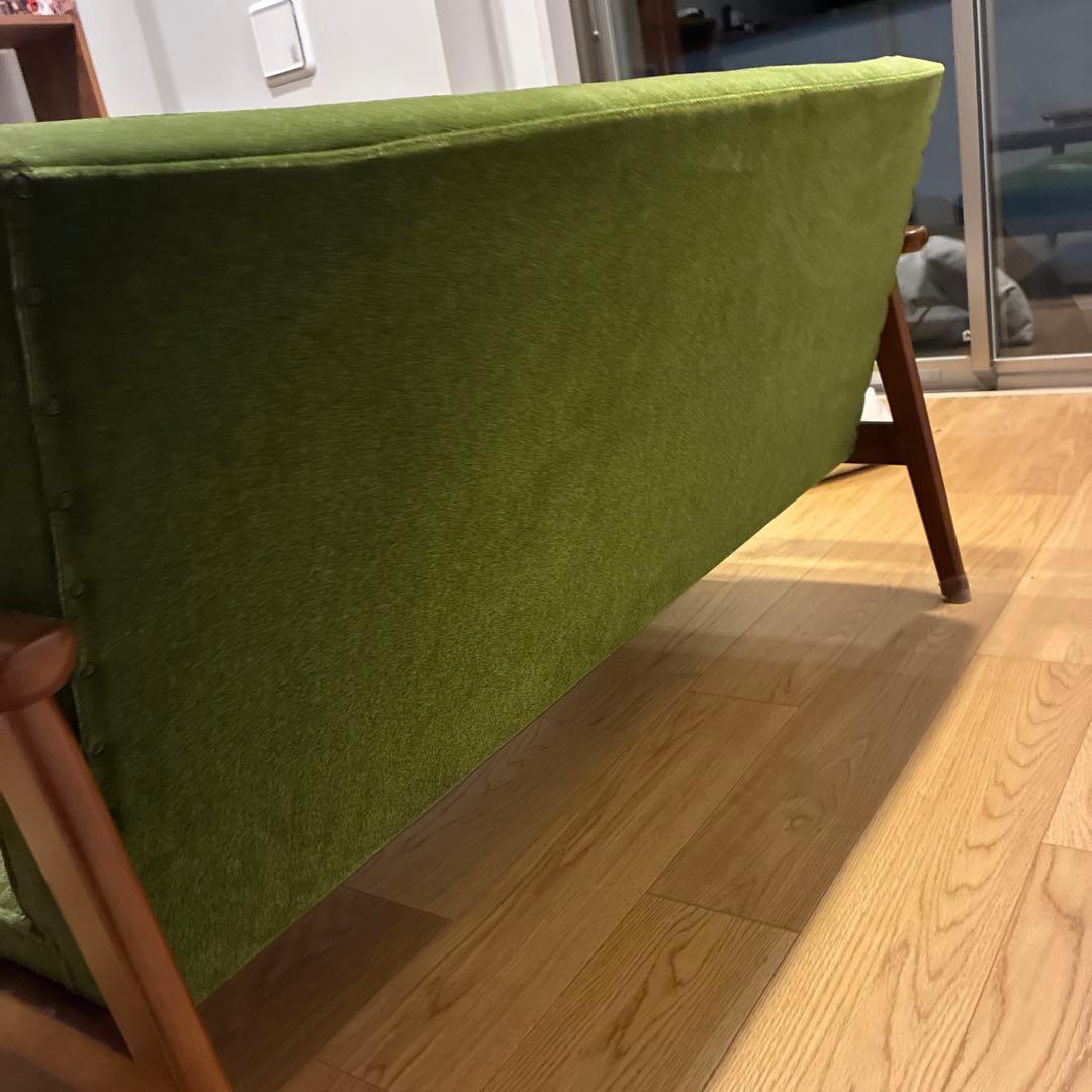 【カリモク60】Kチェア　2シーター　ソファ　モケットグリーン