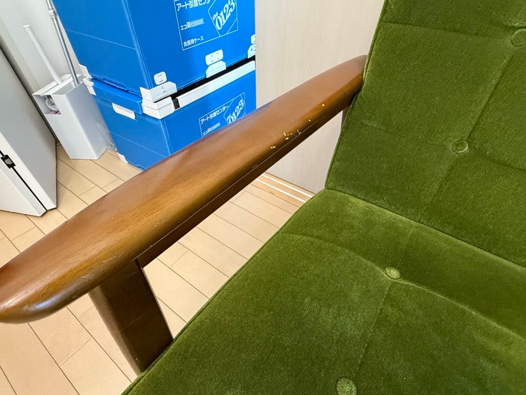 【カリモク60】Kチェア　2シーター　ソファ　モケットグリーン