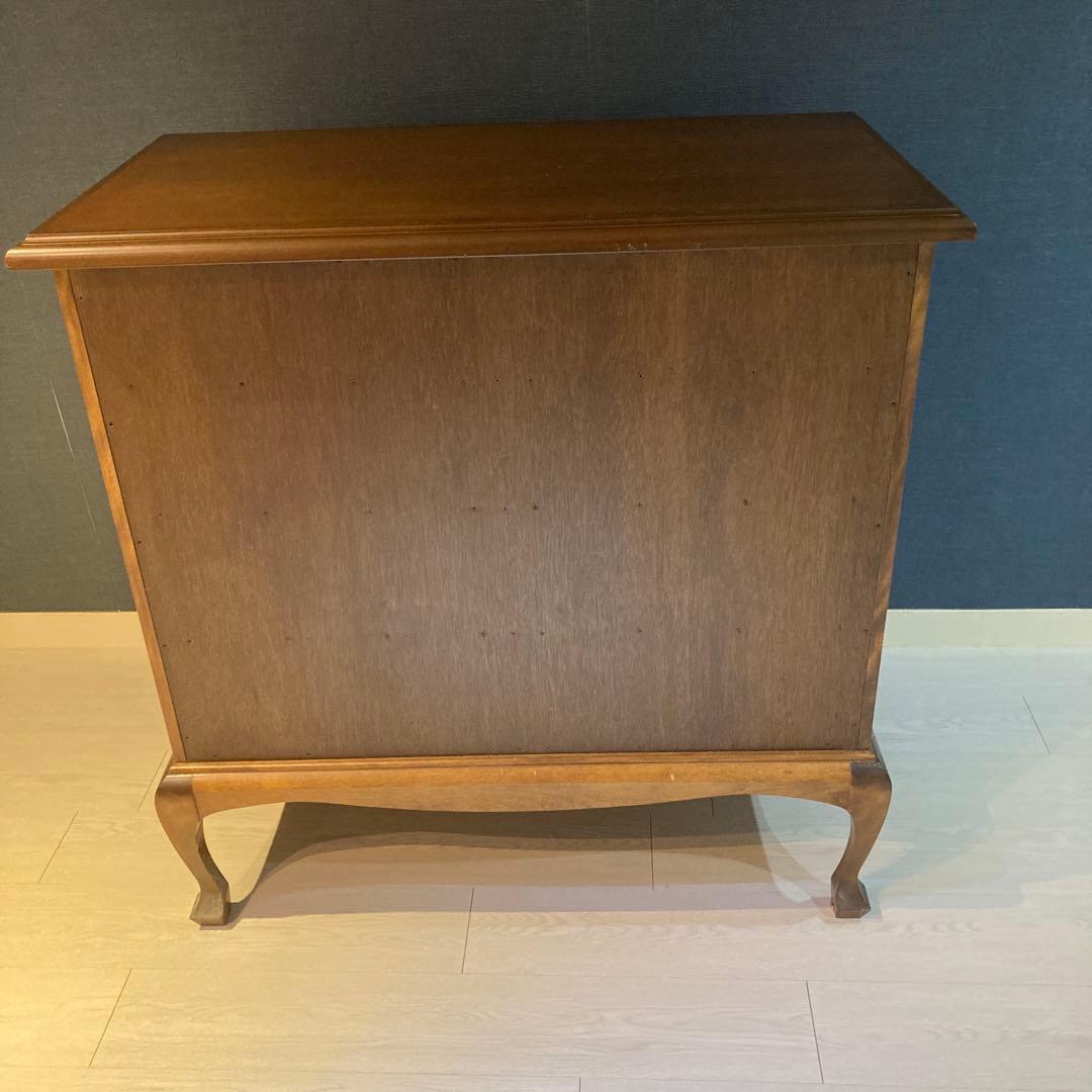 クラシックブラウン木製チェスト 4引き出し