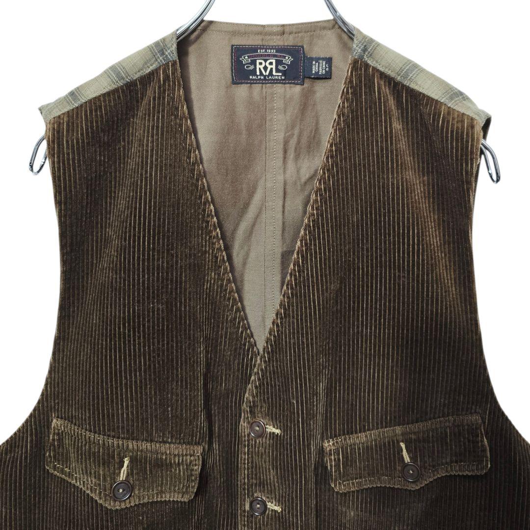 RRL コーデュロイ ワークベスト ブラウン L ヴィンテージ