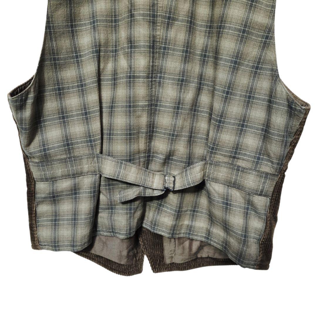 RRL コーデュロイ ワークベスト ブラウン L ヴィンテージ