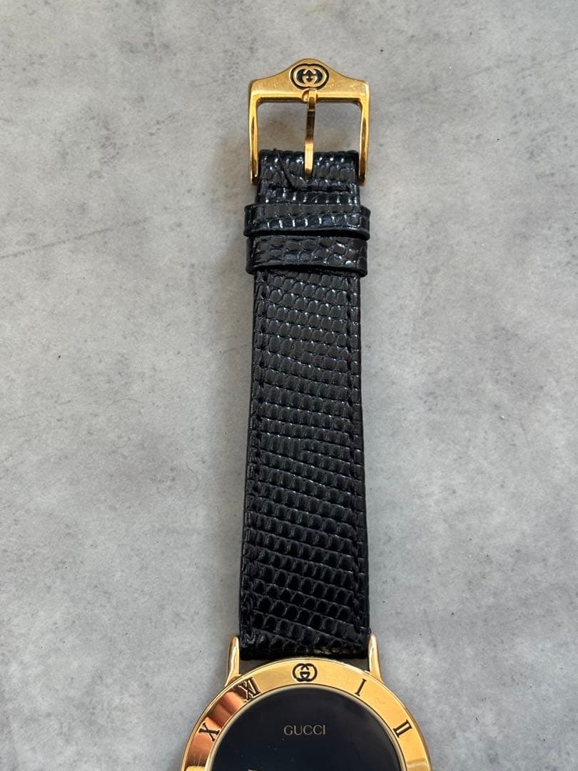 【稼働品】GUCCI 3000Mレディース 時計 ブラック/ゴールド