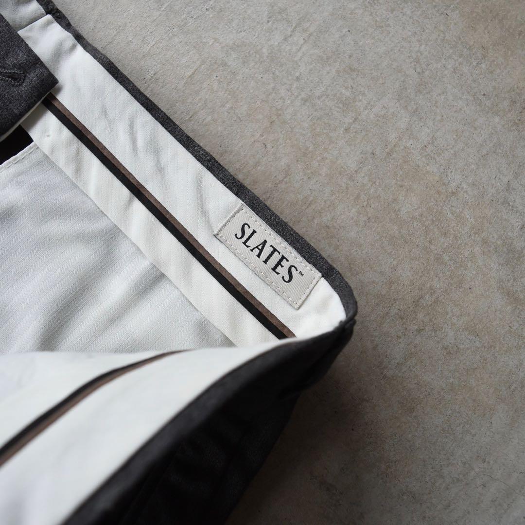 90s SLATES スレイツ ツータックスラックス ダークグレーW34 L31