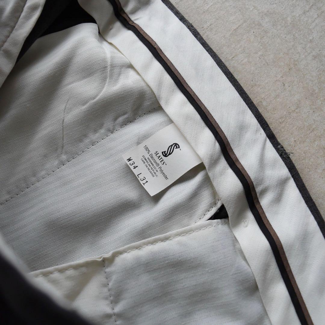 90s SLATES スレイツ ツータックスラックス ダークグレーW34 L31