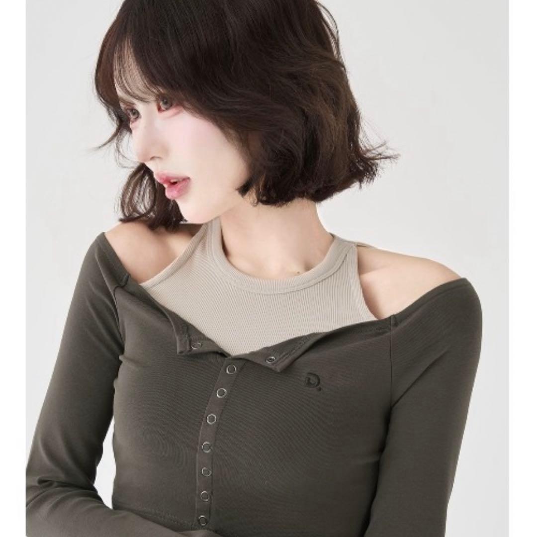 darich ダーリッチ オフショルレイヤードリブトップス