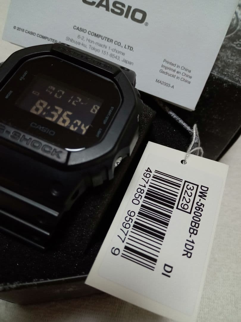 G-SHOCK　DW-5600BB　ブラック　9Hガラスフィルム装備　美品