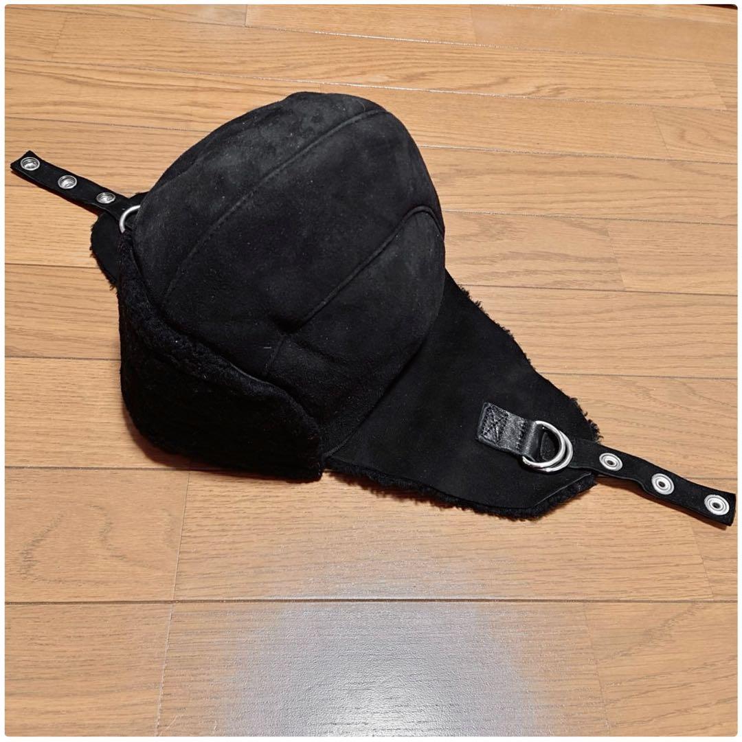 【本日最終超特価】 CYBERDYNE ラムスキンムートンアビエーターキャップ