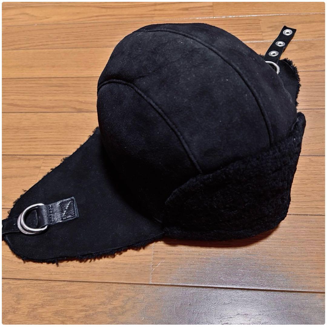 【本日最終超特価】 CYBERDYNE ラムスキンムートンアビエーターキャップ