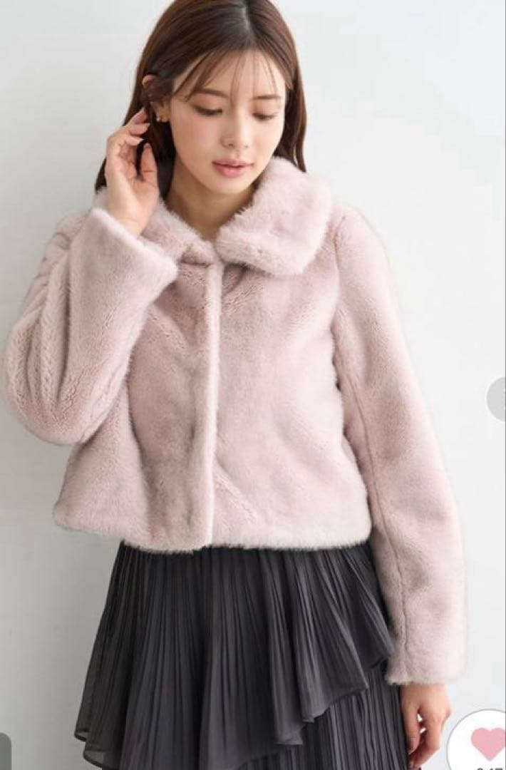 SNIDEL ステンカラーショートファーコートジャケット　ピンク 1