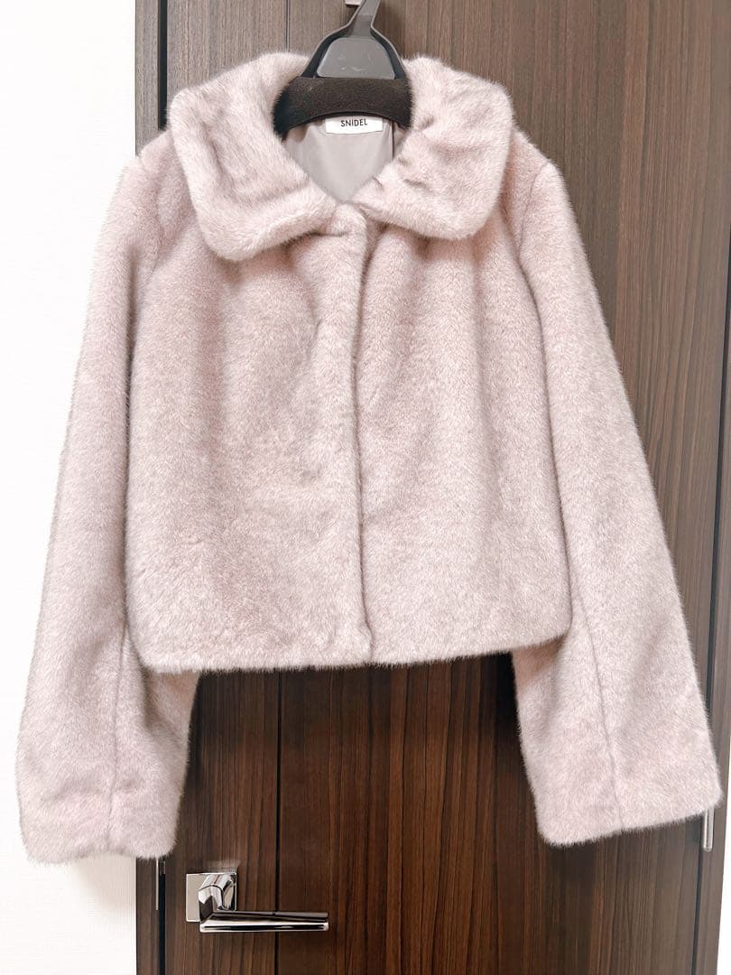 SNIDEL ステンカラーショートファーコートジャケット　ピンク 1
