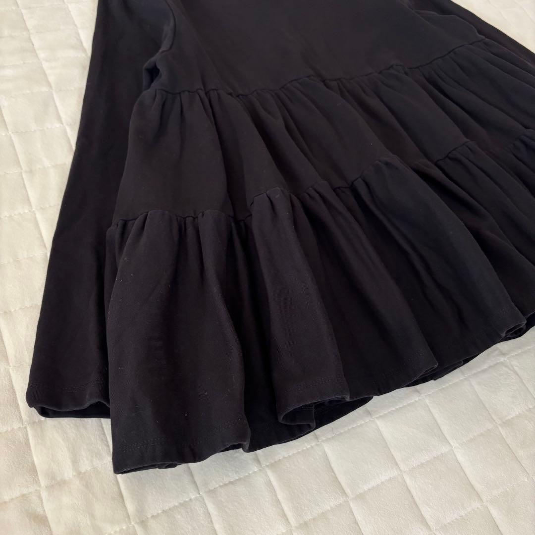 美品！定番！yori ヨリ　ミニ裏毛ティアードカットソー　ブラック