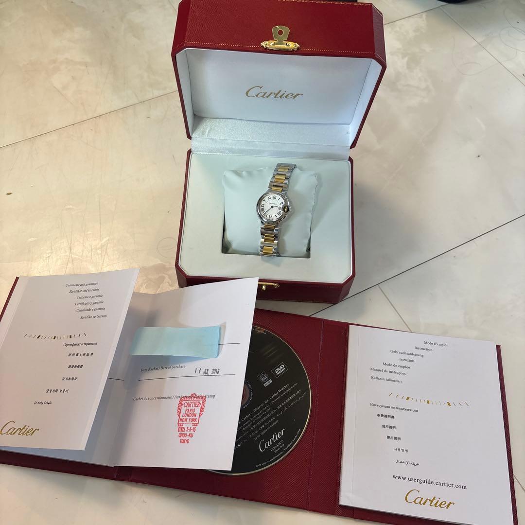 skm　カルティエ　バロンブルー　28ミリ　コンビ　美品