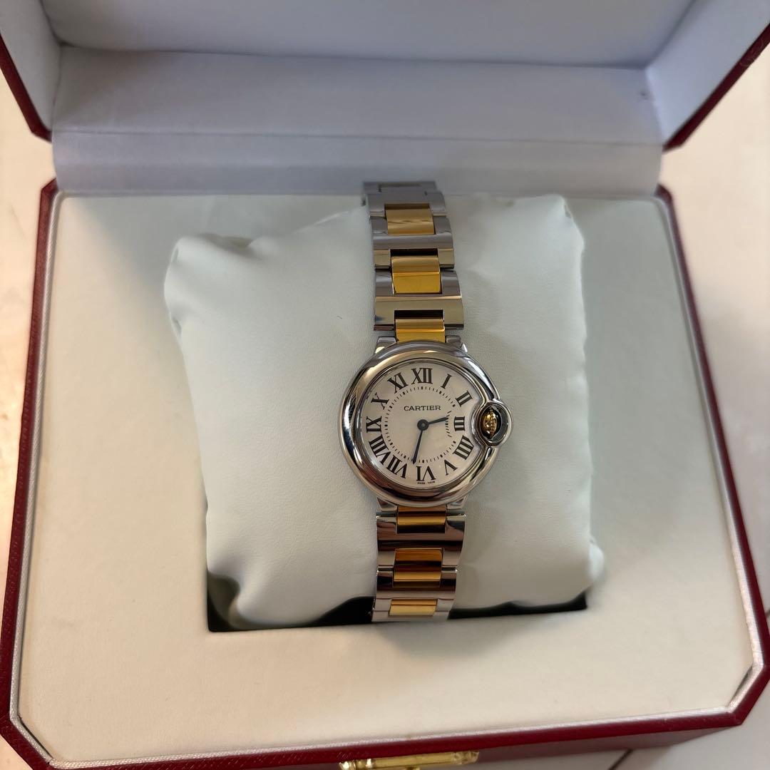 skm　カルティエ　バロンブルー　28ミリ　コンビ　美品