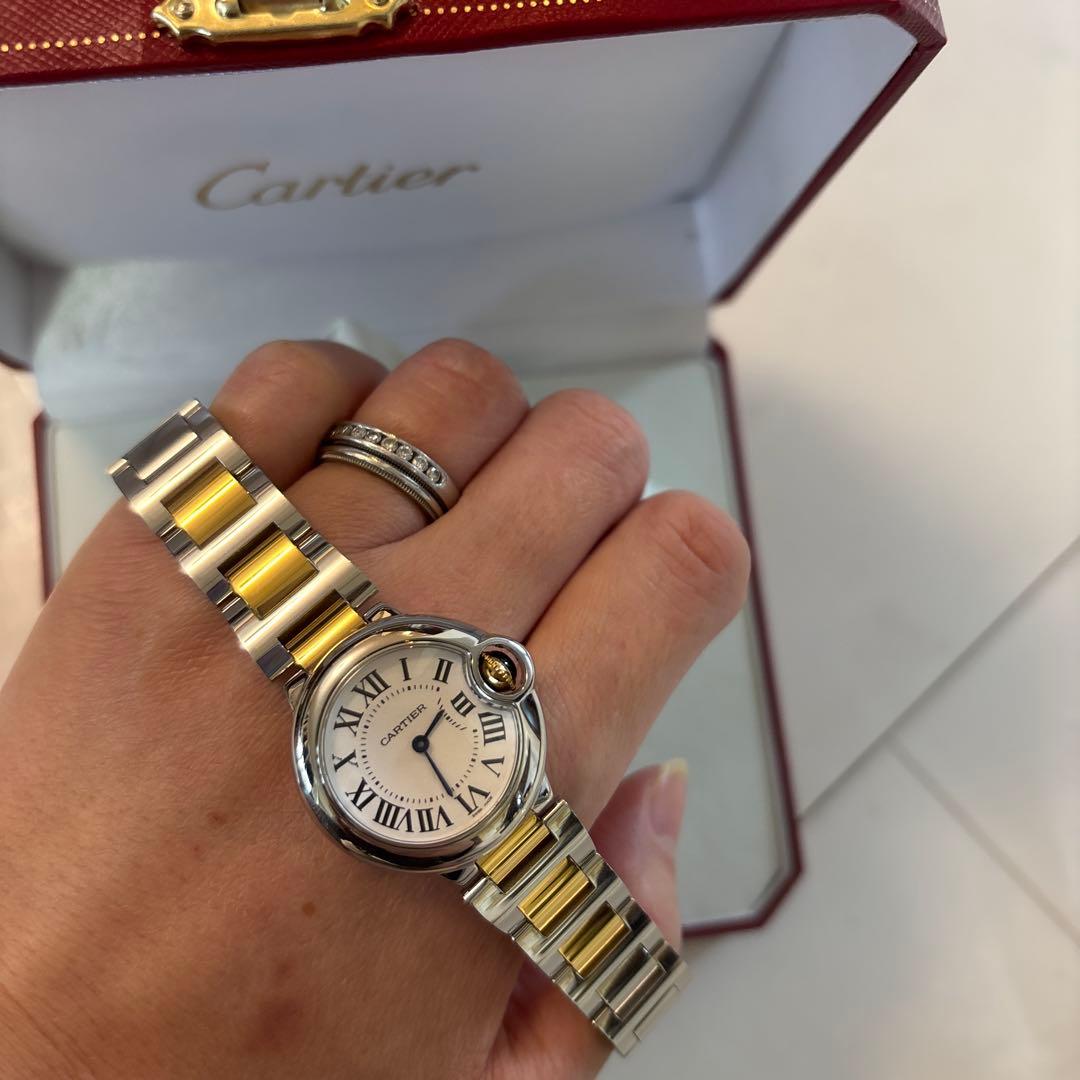 skm　カルティエ　バロンブルー　28ミリ　コンビ　美品