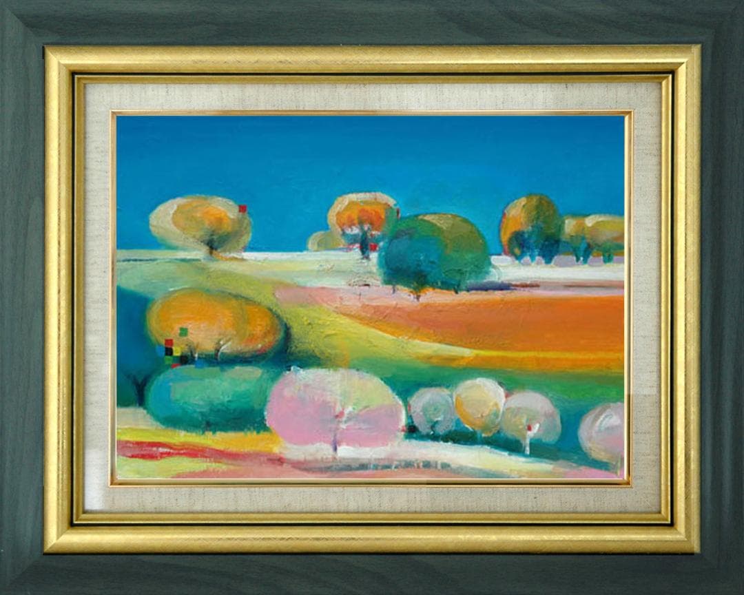 油絵 菅家令子 絵 絵画 インテリア 額付(黒) uF6-110809 風景