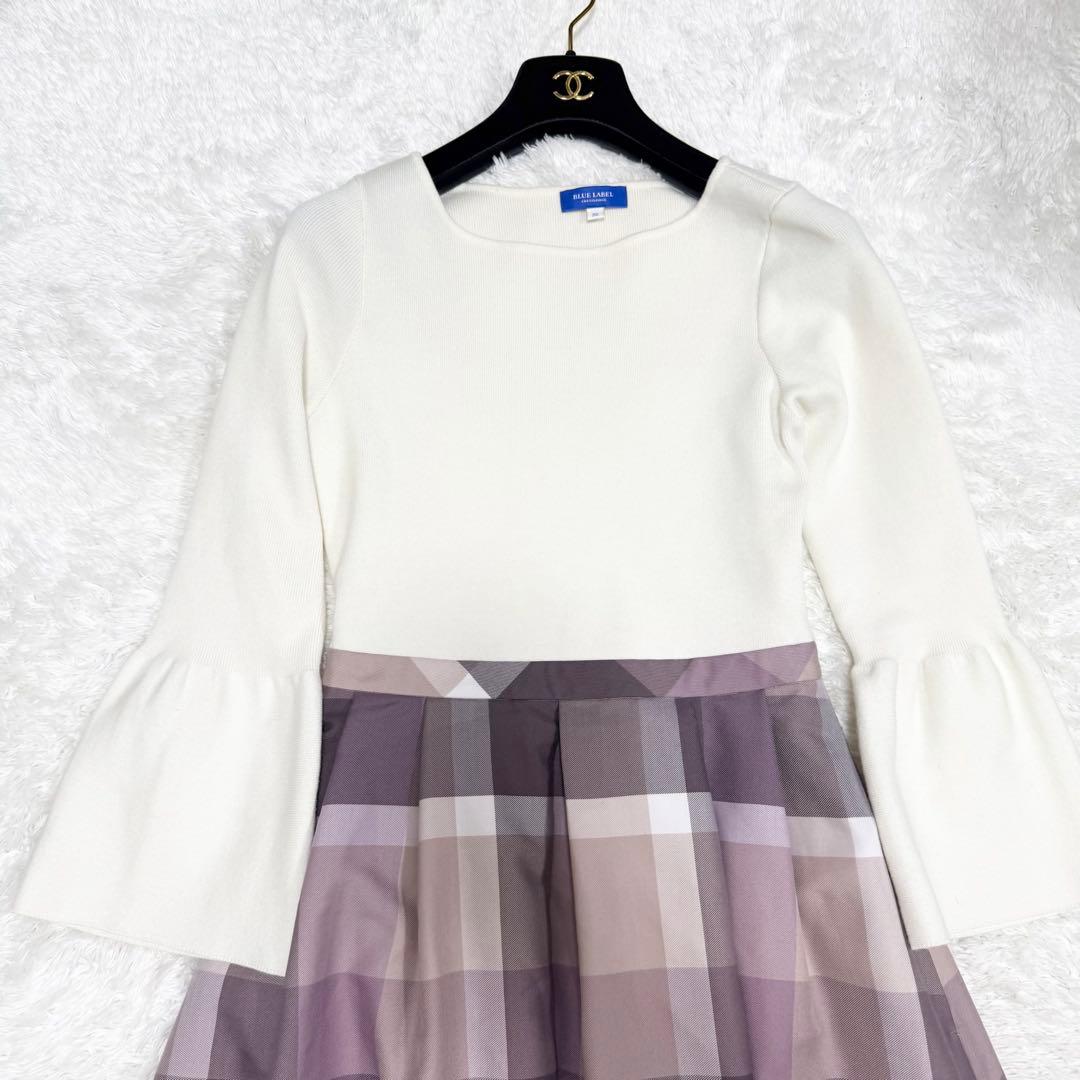 【極美品✨】クレストブリッジ　チェッククロッシングツイルニットドッキングドレス