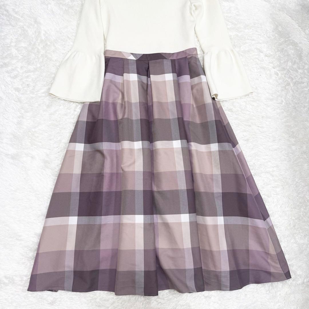 【極美品✨】クレストブリッジ　チェッククロッシングツイルニットドッキングドレス