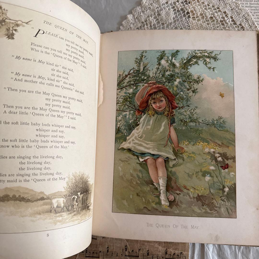 1886年アンティーク美しい挿絵ヴィクトリアン絵本　洋書ジャンクジャーナル古書
