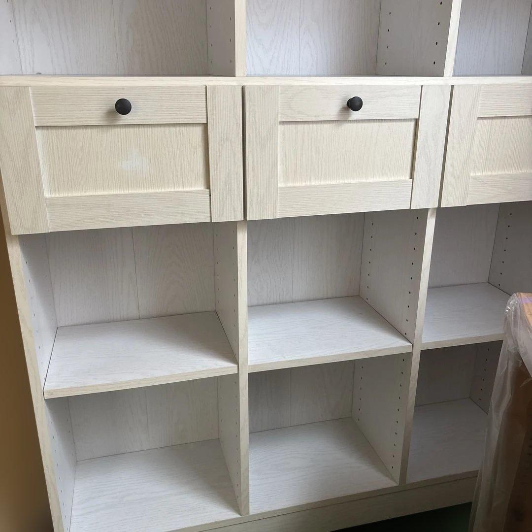 ホワイトオープンシェルフ 引き出し付き　ニトリ