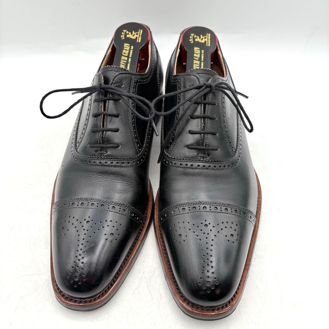 極美品✨ スコッチグレイン ストレートチップ メダリオン 【24.5】 黒 本革