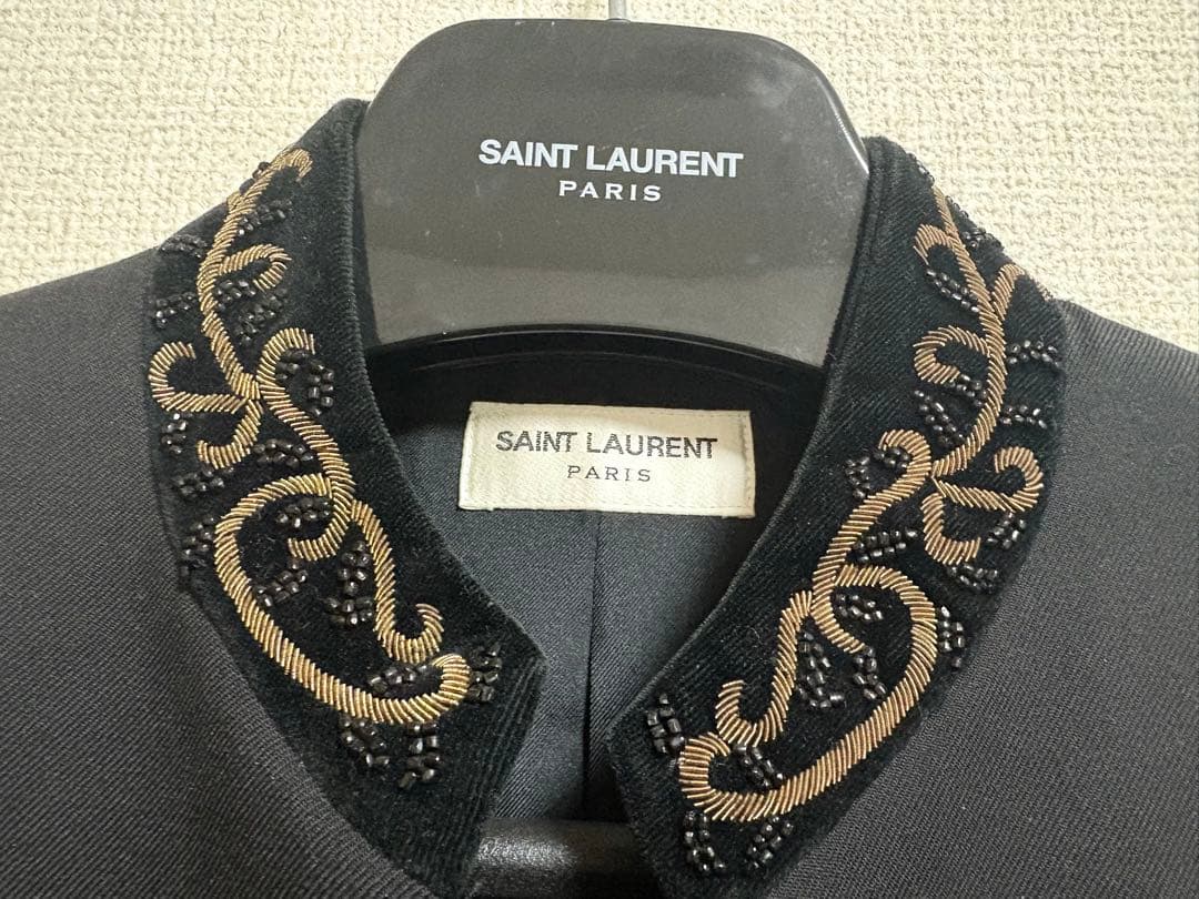 saint laurent paris ビーズ刺繍スタンドカラージャケット