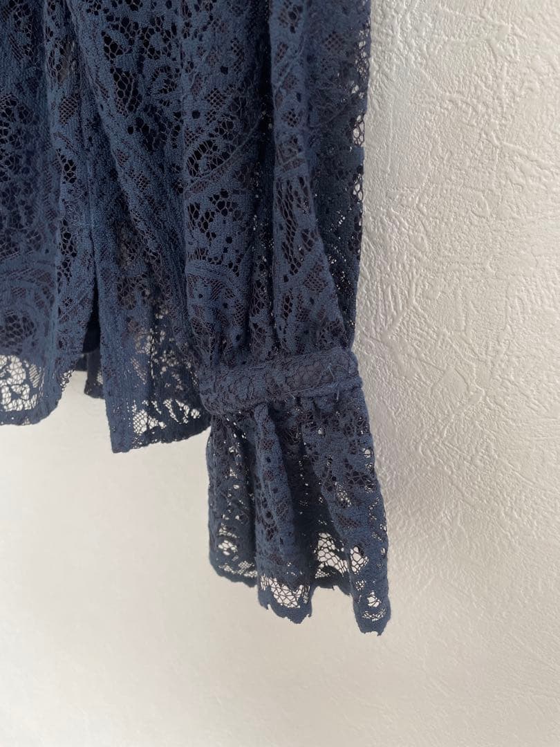 メゾンエシェル　タンク付レースシャツ　ネイビー