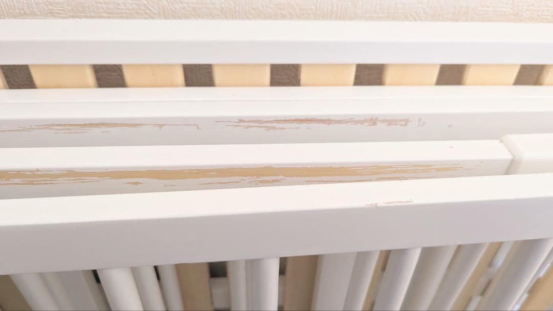 babubu. ホワイト 木製 ベビーベッド キャスター付き