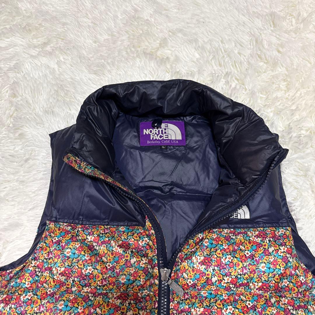 【希少】ノースフェイス　パープルレーベル　ヌプシ　ダウンベスト　花柄　別注　L