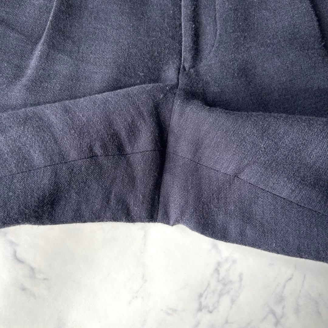 COMOLI コモリ　ウール×リネン　スラックス　テーパードパンツ　ネイビー　L