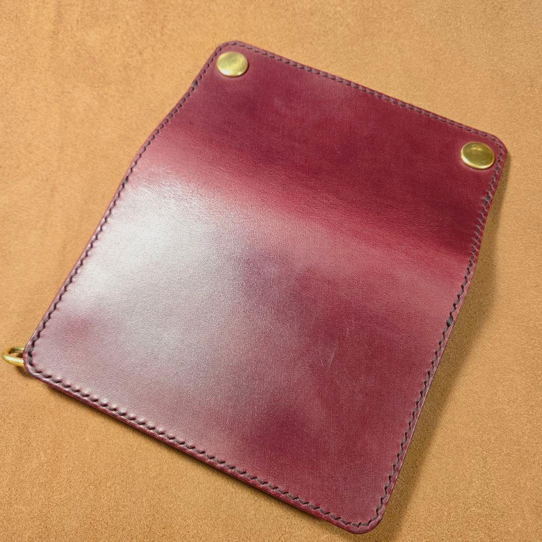 265 ミドル トラッカーウォレット イタリアンレザーTEXAS【ワインレッド