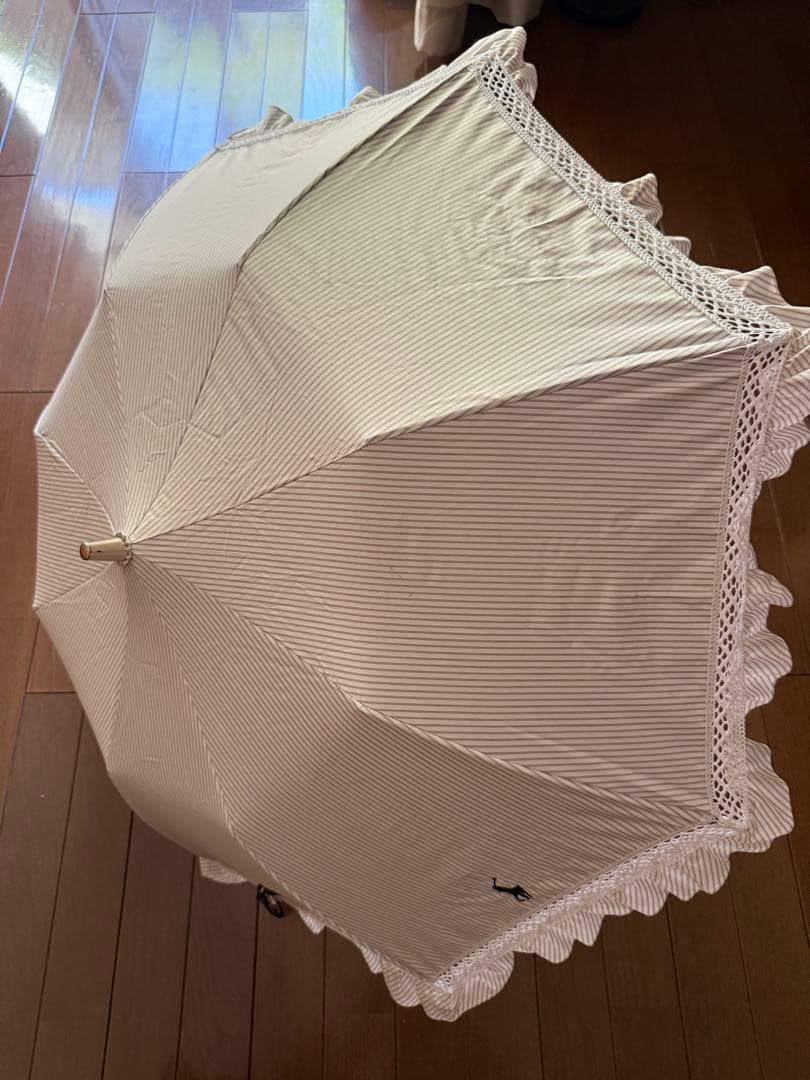 POLO ストライプ レース付き日傘