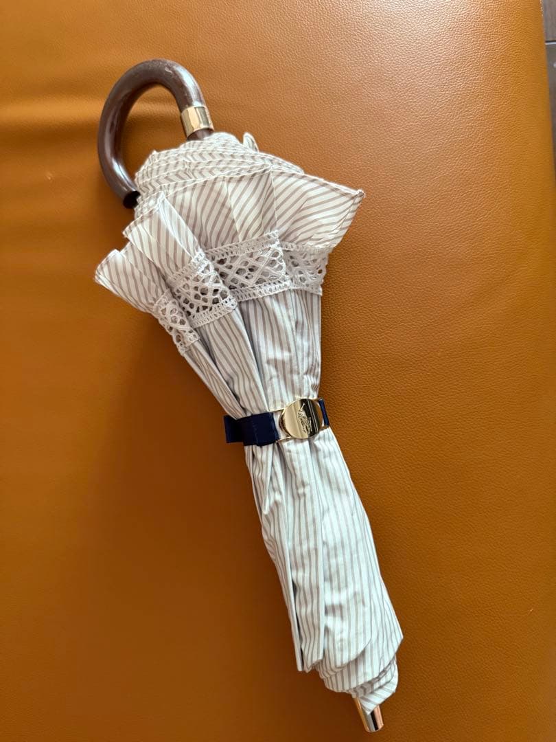 POLO ストライプ レース付き日傘