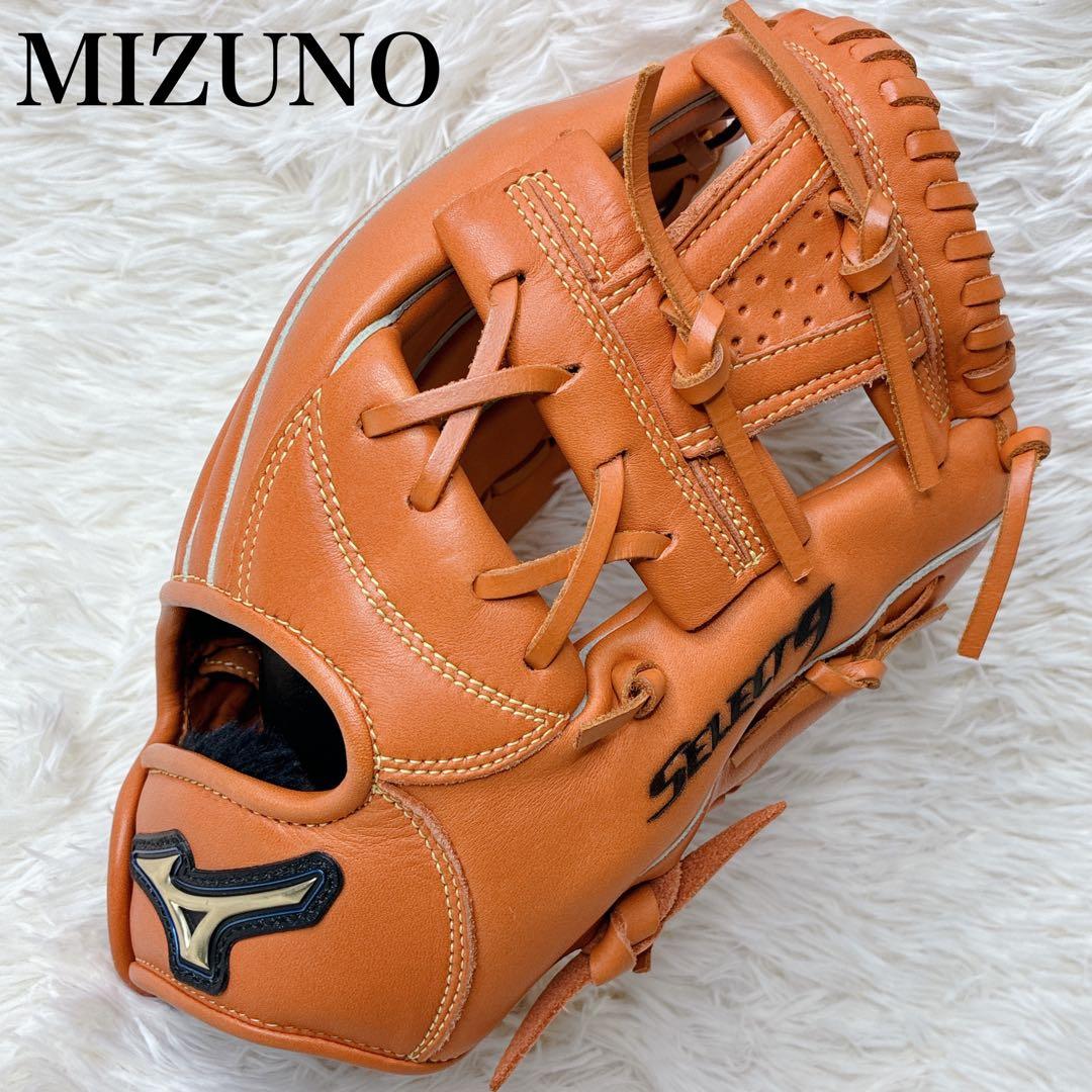 【良品】MIZUNO Select 9 軟式グローブ オレンジ×ブラック 内野手