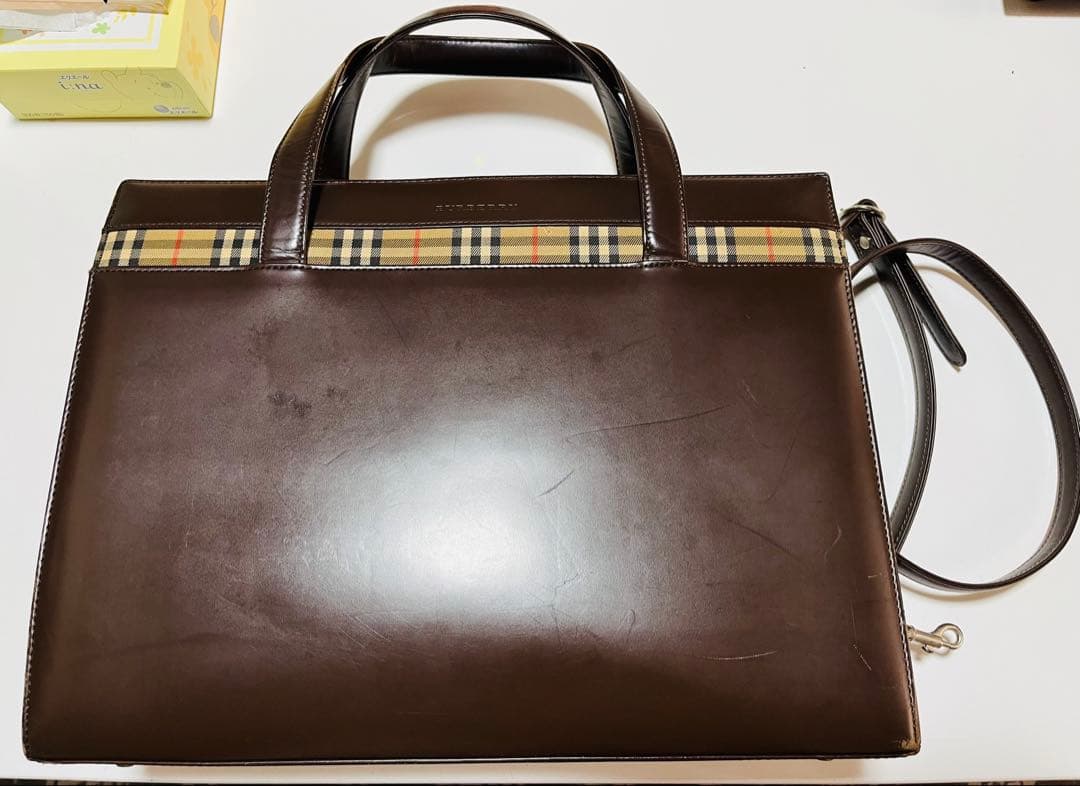 バーバリー　ブラウン レザー バッグ、ショルダーポーチセット