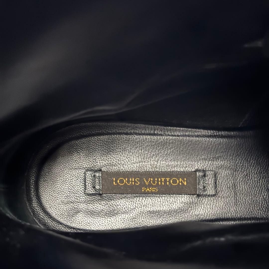 ルイヴィトン レザー ショートブーツ 黒 37 LV ベルト コードバン 革靴