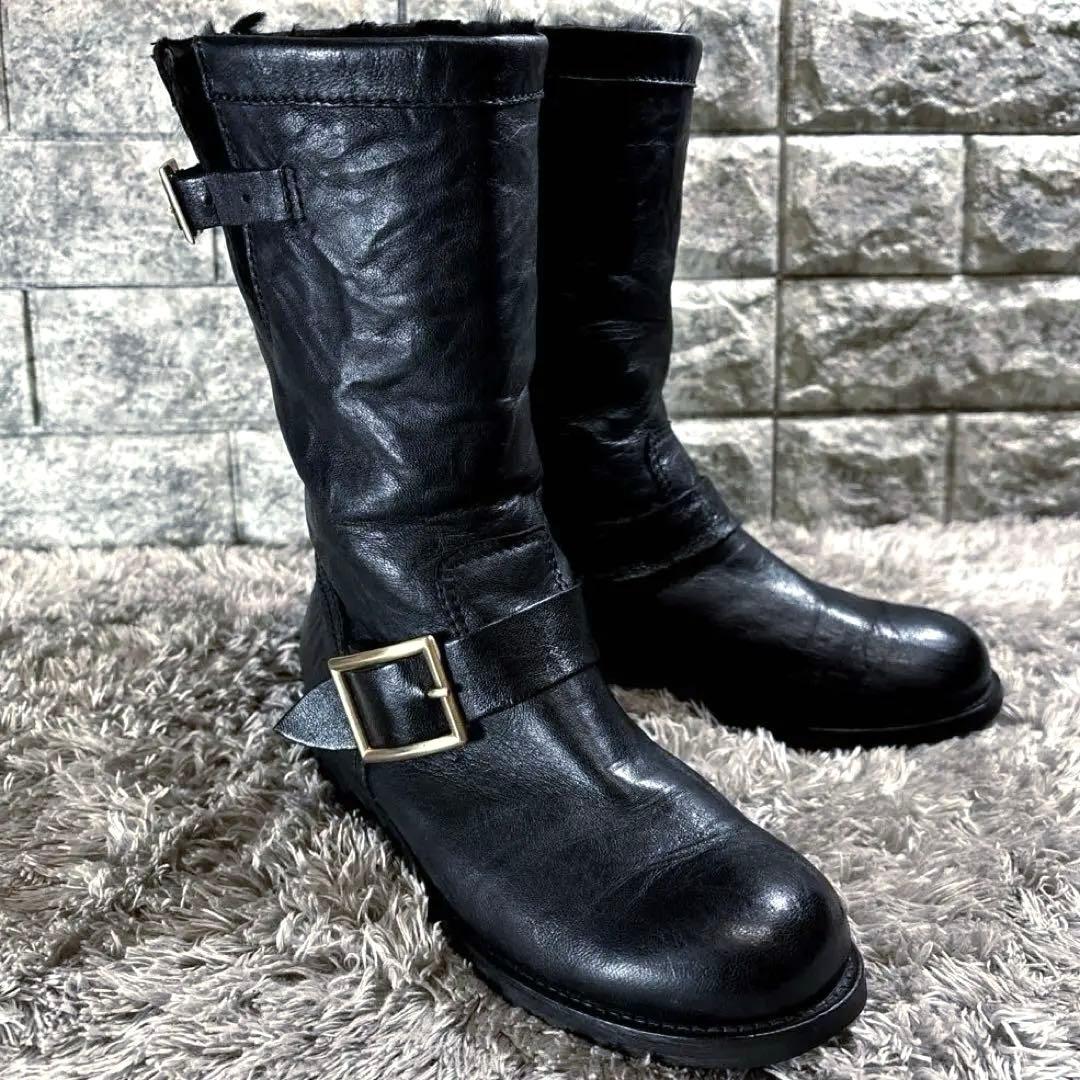 美品❣️JIMMY CHOO ブーツ ソフトレザー ムートン 23.5 高級感✨