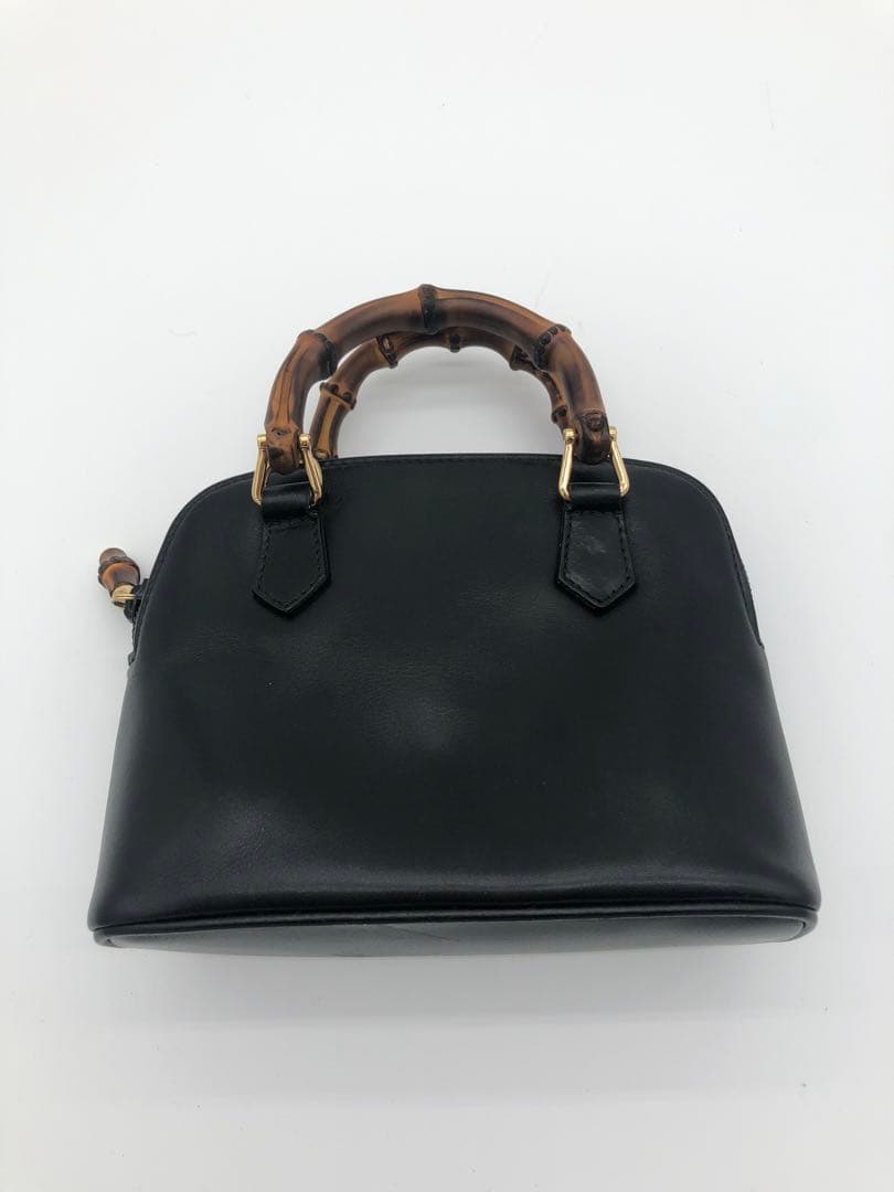 【訳あり】GUCCIグッチブラックハンドバッグ バンブーハンドル付き